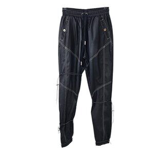 Maniere De Voir Womens Coated , Bungee Joggers, Black, Contrast Stitch, UK8/US 4